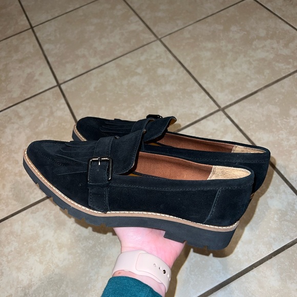Never worn Franco Sarto Darius suede loafers. Size 8.5. Black. - Picture 2 of 4
